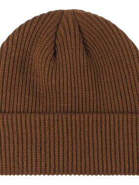 Unisex Dark Brown Warm Thick Knitted Cuffed Beanie Winter Pull-on Skull Cap